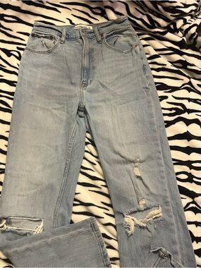 Abercrombie & Fitch Light Blue Distressed High-Rise Jeans